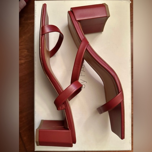 By Far Tanya Burgundy Leather Sandals 39 - Picture 2 of 13